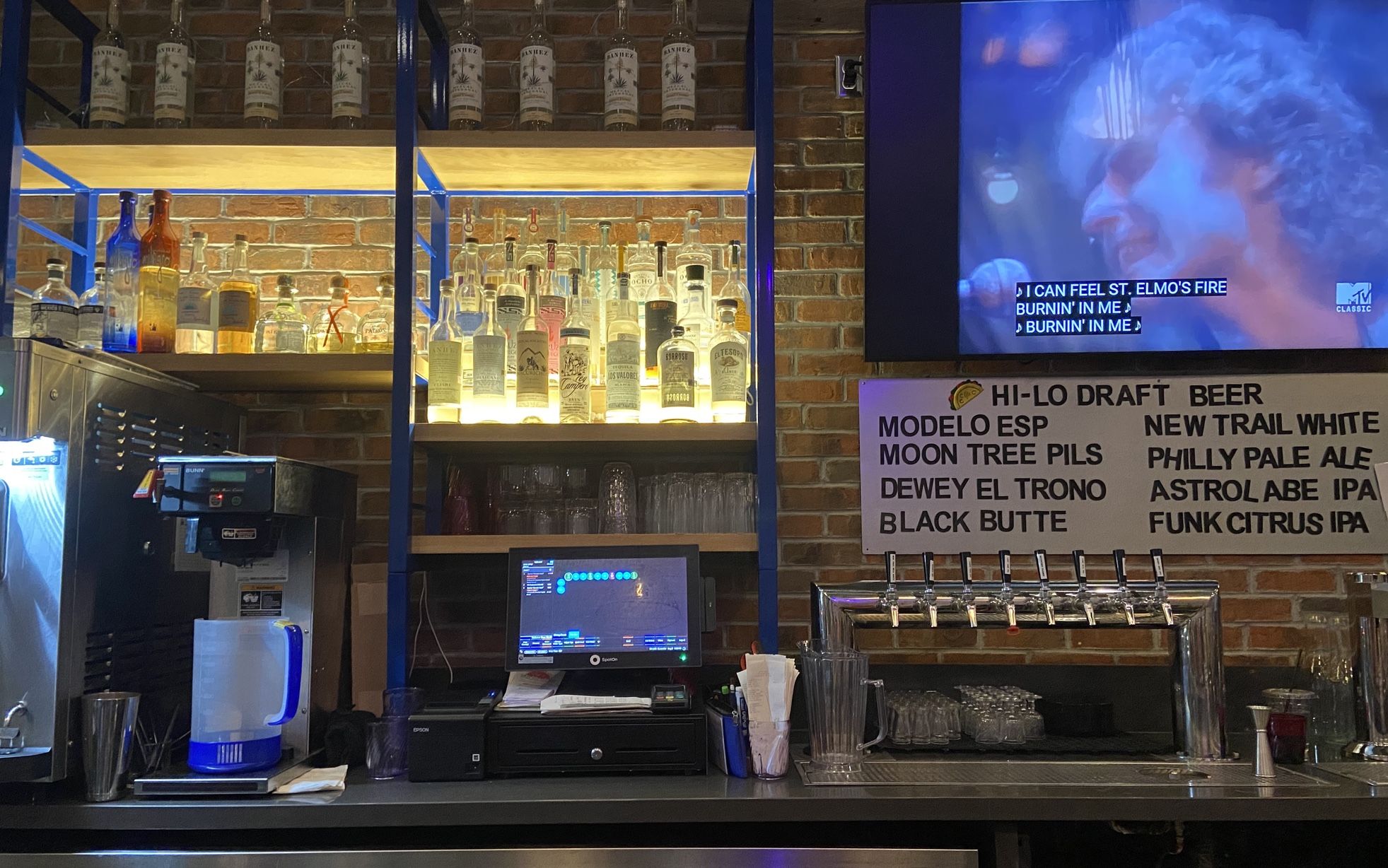 Behind the bar at Hi Lo Taco